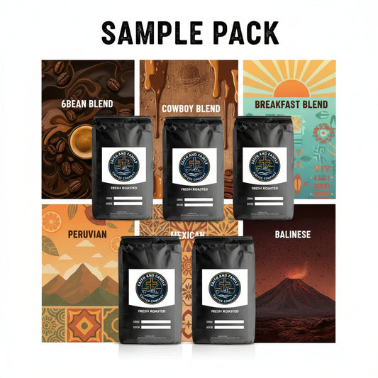 Best Sellers Sample Pack: 6Bean, Cowboy, Breakfast, Peru, Mexico, Bali
