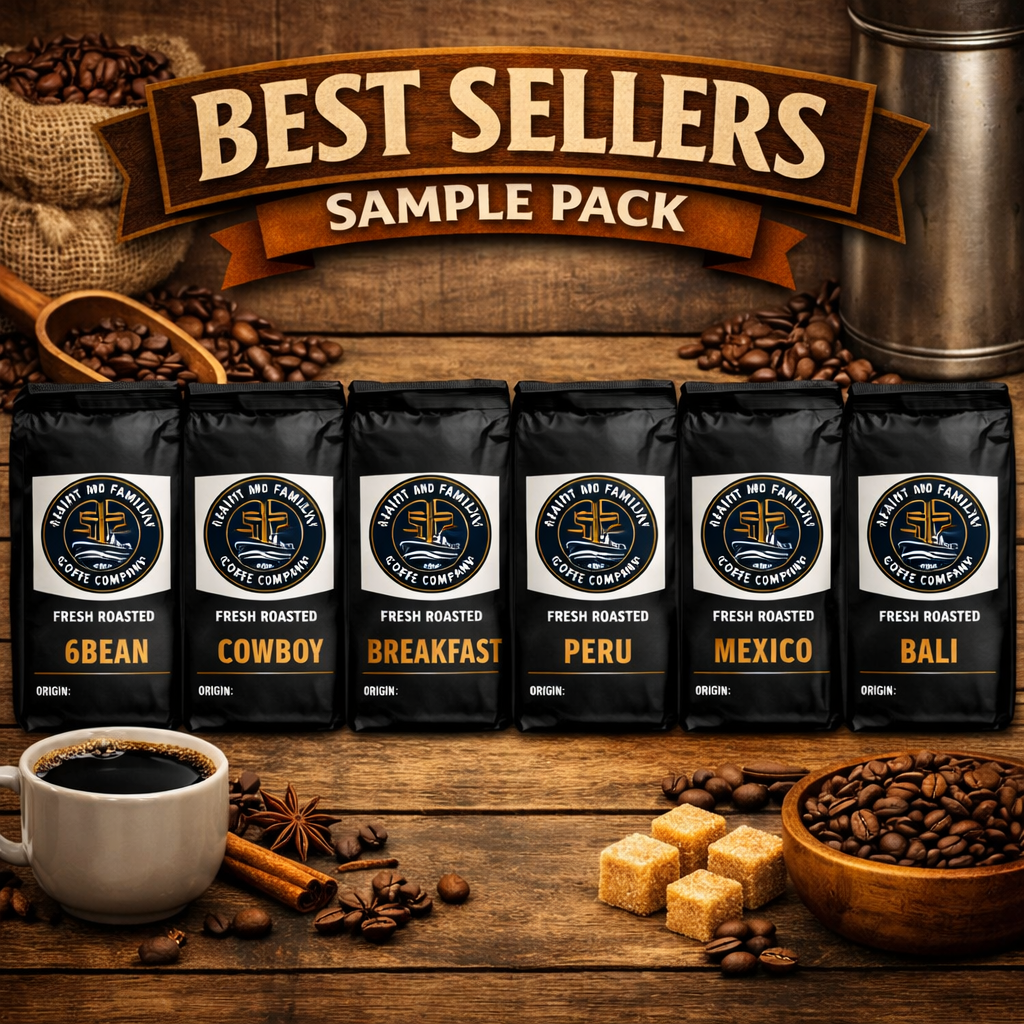 Best Sellers Sample Pack: 6Bean, Cowboy, Breakfast, Peru, Mexico, Bali